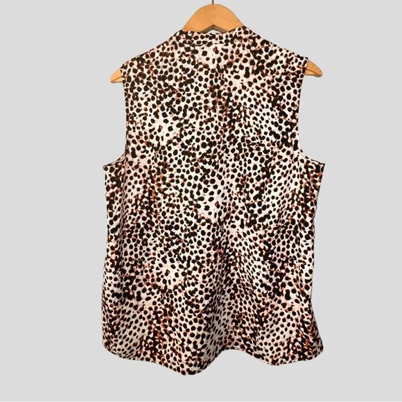 Lord & Taylor Animal Leopard Chiffon Blouse L Large Preppy Career Office Modern - Picture 3 of 7